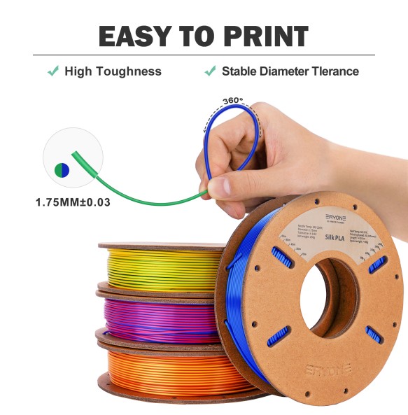 ERYONE 200g Dual Colors Silk PLA Filament For FDM 3D Printer 1.75mm ±0.03 High Quality New arrival Impresora 3D Printting