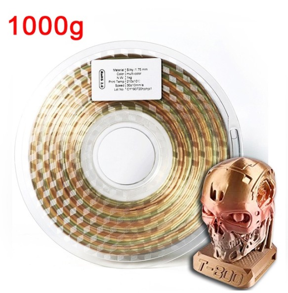 Rainbow Filament Silk PLA 1.75mm 1kg 3D Printer Filament Silky Luster 250g/500g Shiny 3D Pen Printing Materials Consumables