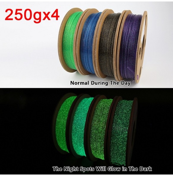 3D Filament PLA Glow In The Dark Luminous PLA 1kg 1.75mm Glowing Filament PLA Noctilucent 3D Printing Filaments Rainbow Filament