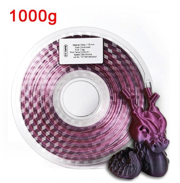 200G Rainbow Filament Silk PLA 1kg 1.75mm 3D Printer Silky Filament Color Change 3D Printing Materials PLA Filamento Gradient