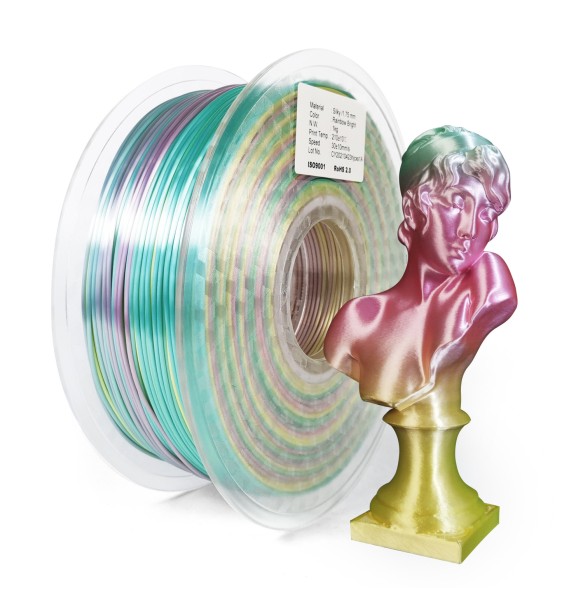 Silk Rainbow Filament 1.75mm For 3D Printer Shiny Polychrome Color PLA Filament Silk-like Sublimation Smooth Printing Materials