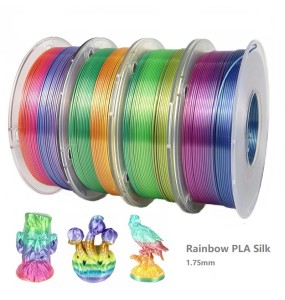 Rainbow Filament Silk PLA 1.75mm 1kg 3D Printer Filament Silky Luster 250g/500g Shiny 3D Pen Printing Materials Consumables