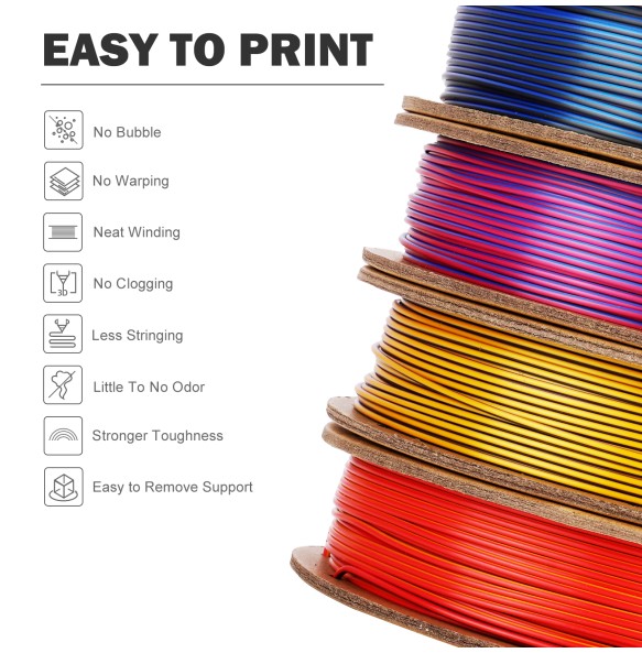 ERYONE 250G Silk Tri-Color PLA  Filament 1.75mm ± 0.03 For FDM 3D Printing New Arrival Fast Shipping