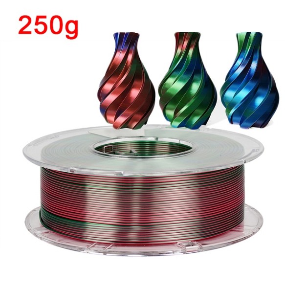 Silk PLA Filament 250g 1.75mm 3D Printer Filament Dual Color PLA Rainbow Filament PLA Tricolor Filamento impresora 3d