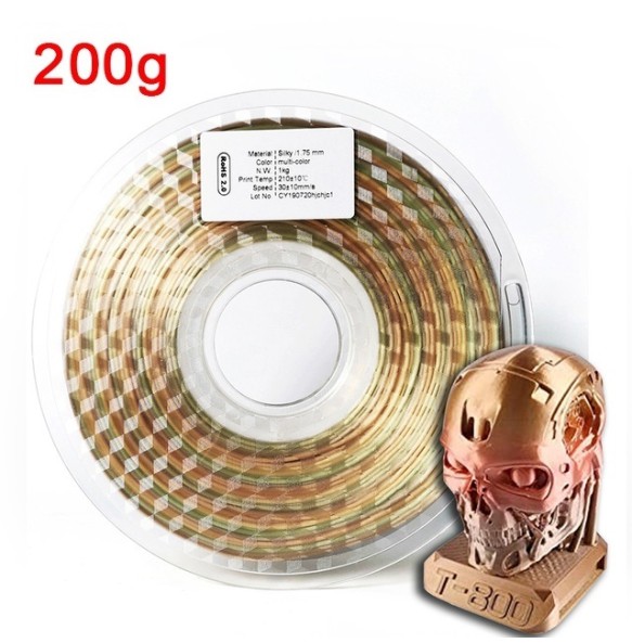 200G Rainbow Filament Silk PLA 1kg 1.75mm 3D Printer Silky Filament Color Change 3D Printing Materials PLA Filamento Gradient