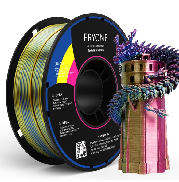 ERYONE Promotion Tri- Color Co-extrusion Silk  PLA Series 1.75mm 1KG For 3D Printing FDM Printer Fast Free Shipping New Arrival