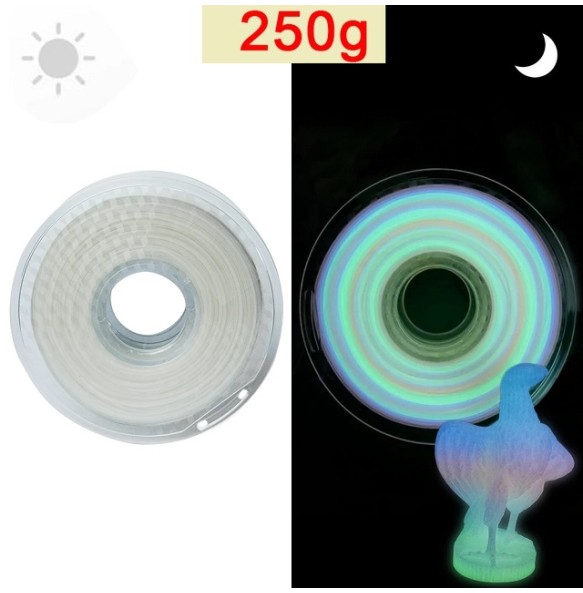 3D Filament PLA Glow In The Dark Luminous PLA 1kg 1.75mm Glowing Filament PLA Noctilucent 3D Printing Filaments Rainbow Filament