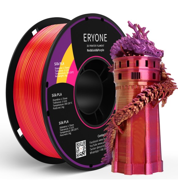 ERYONE Promotion Tri- Color Co-extrusion Silk  PLA Series 1.75mm 1KG For 3D Printing FDM Printer Fast Free Shipping New Arrival