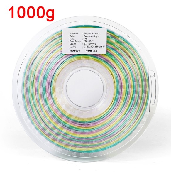 Silk Rainbow Filament 1.75mm For 3D Printer Shiny Polychrome Color PLA Filament Silk-like Sublimation Smooth Printing Materials