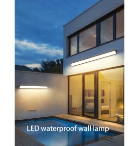 Led Waterproof Wall Lamp IP65 Outdoor Long Strip Exterior Line Light Garden Decoration External Wall Washer Lamps White Black