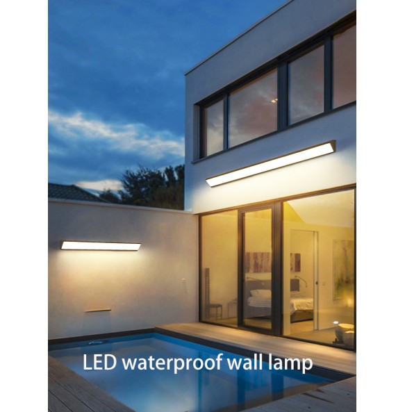 Led Waterproof Wall Lamp IP65 Outdoor Long Strip Exterior Line Light Garden Decoration External Wall Washer Lamps White Black