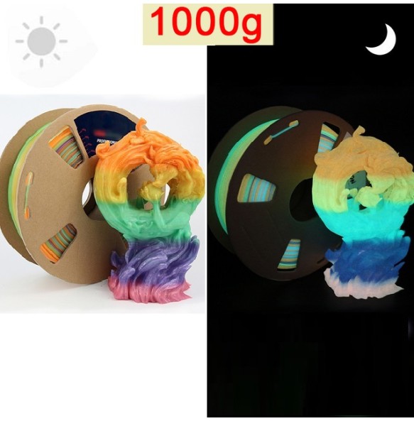 3D Filament PLA Glow In The Dark Luminous PLA 1kg 1.75mm Glowing Filament PLA Noctilucent 3D Printing Filaments Rainbow Filament