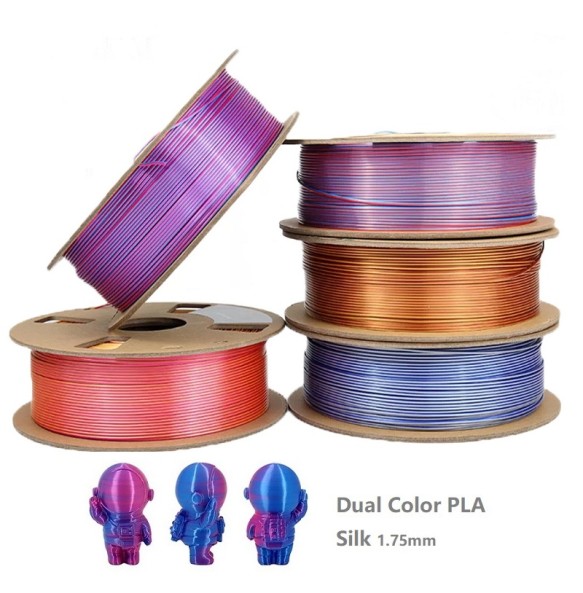 3D Filament Dual Color PLA 1kg 3D Printer Filament Silk PLA 1.75mm Two-tone 3D Printing Material Two Colors Sublimation Duotone