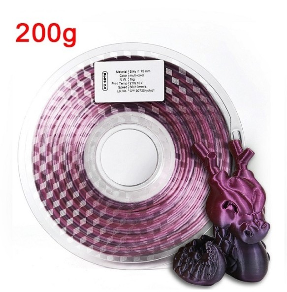 200G Rainbow Filament Silk PLA 1kg 1.75mm 3D Printer Silky Filament Color Change 3D Printing Materials PLA Filamento Gradient