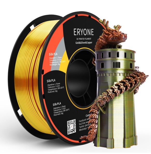 ERYONE Promotion Tri- Color Co-extrusion Silk  PLA Series 1.75mm 1KG For 3D Printing FDM Printer Fast Free Shipping New Arrival