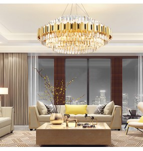 Nordic Gold Crystal Ceiling Chnadelier Home Decor Luxury Hanging Lamps over Dining Table Living Room Lustre Big Lamps