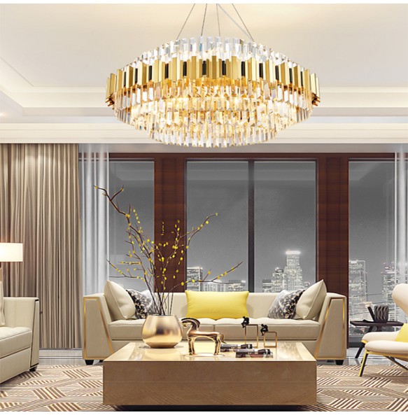 Nordic Gold Crystal Ceiling Chnadelier Home Decor Luxury Hanging Lamps over Dining Table Living Room Lustre Big Lamps