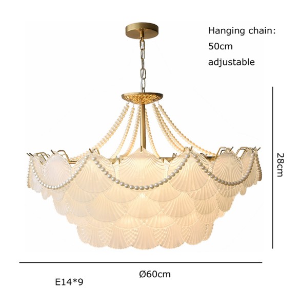 Shell Glass Modern Suspension Lustre Pendant Light 2024 LED Luxury Hanging Lamp Popular Home Appliance For Home Decoration