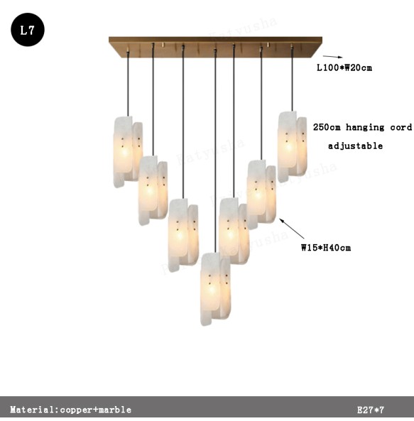 Luxury Marble Pendant Light Villa Stairecase Ceiling Chandelier Home Decor Marble Hanglamp Lustres Dining Room Lamps 2024