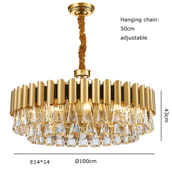 Luxury Gold Pendant Light Big 2024 Classic LED Dimmable Crystal Light Fixture Lustre Home Appliance Home Decor Dining Room