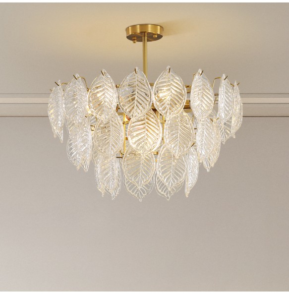 Modern Glass Ceiling Chandelier Home Decor Glass Leaf Lighting Led Dining Room Chandeliers Living Room Luxury Lustres