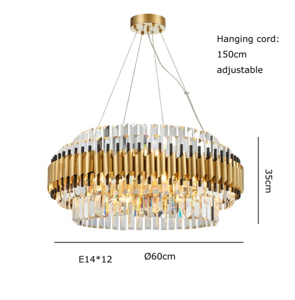 New Classical Luxury Hanging Lamps Home Appliance LED Crystal Light Fixture Upscale Ceiling Pendant Light  Home Decor