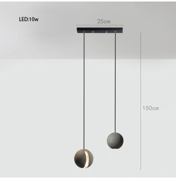 Lunar Surface Shaped Pendant Light Spherical Hanging Lamp Round Cement Grey Modern Suspension Dimmable LED Home Decoration