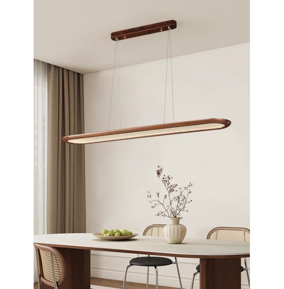 Modern Creative Walnut Pendant Lamp for Ceiling Long Dining Room Bar Chandelier Led Home Decor Light Fixture