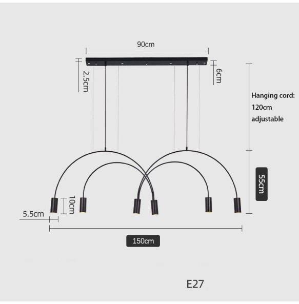 Nordic Style Minimalism Modern Suspension Black Gold Chandelier 2024 Dimmable LED Hanging Lamp Home Decor Appliance Cafe Hotel