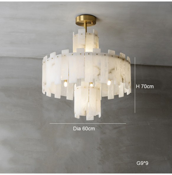 Postmodern LED Natural Marble Pendant Light Home Decor Elegant Suspension Luminaire Lustre Living Room Villa Chandelier