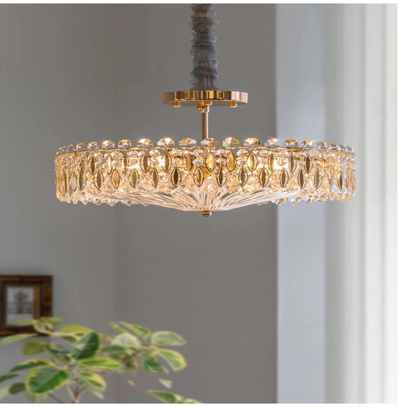 Nordic New Ceiling and Hanging Led Lamps Dimmable Home Decor Lustre Chandelier with Crystals Luxury Pendant Light for Villa