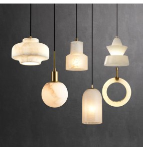 Small Spanish Natural Marble Pendant Light Modern Minimalist Led 2024 Marble Hanglamp Decor Restaurant Dining Room Light Fixture