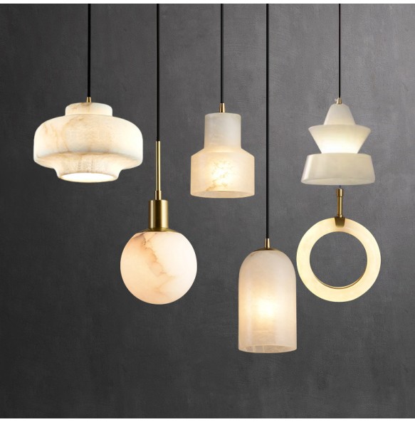 Small Spanish Natural Marble Pendant Light Modern Minimalist Led 2024 Marble Hanglamp Decor Restaurant Dining Room Light Fixture