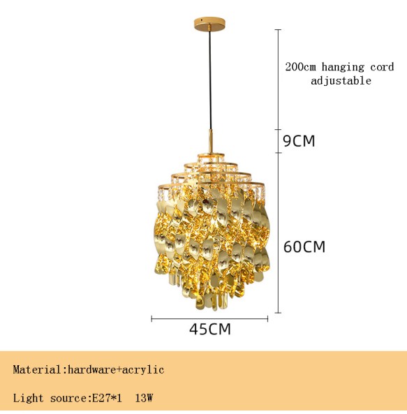 Modern Creative Waterfall Acrylic Pendant Lights Gold Chrome Hanging Lamps over Dining Table Kitchen Island Lighting Fashion