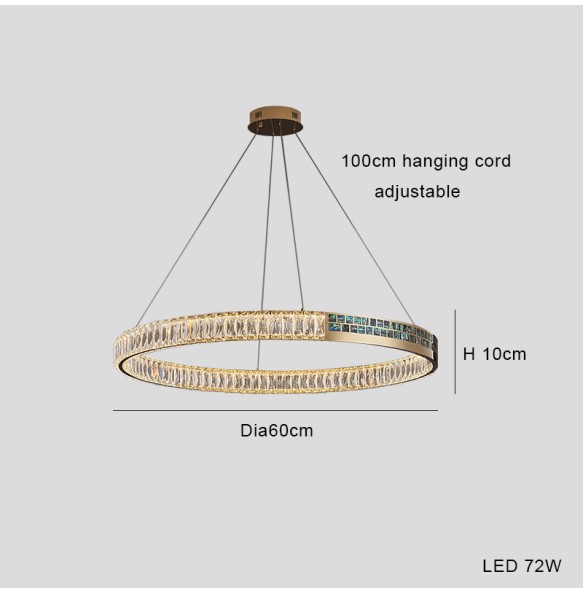 Led Luxury Ring Crystal Pendant Light Gold Stainless Steel Chandelier 2024 Christmas Decoration Lustres for Living Room