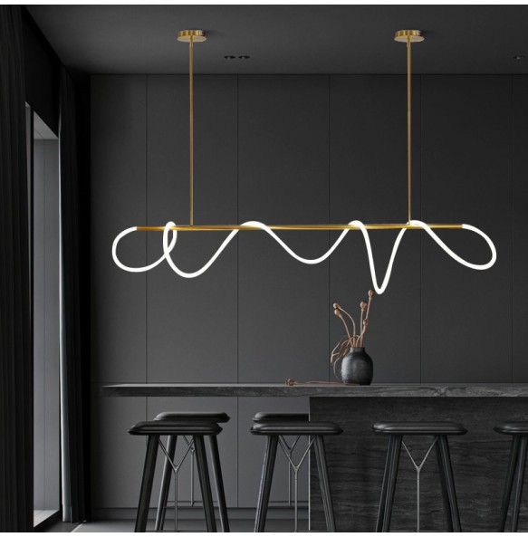 Long Pipe Ceiling Pendant Light above Dining Table Postmodern Silicone Minimalist Hanging Lamps