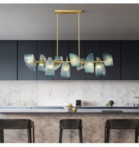 Luxury Long Chandelier Glass Modern Home Decoration Accessories Light Fixture for Dining Room Table 2024