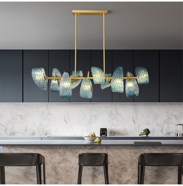 Luxury Long Chandelier Glass Modern Home Decoration Accessories Light Fixture for Dining Room Table 2024