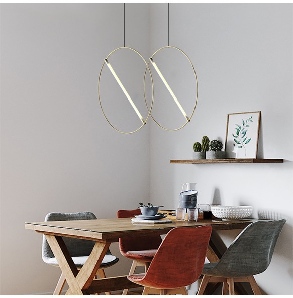 Modern Simple Hanging Lamp LED Suspension Gold Silver Black White Round Pendant Light Home Decor Dining Room Ring Lamps