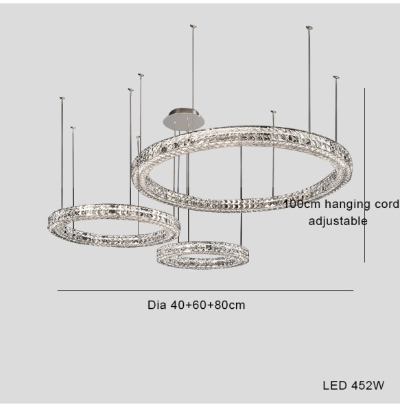 New Ring Crystal Pendant Light Simple Chandelier Home Decoration Lustres Luxury Hanging Lamps for Villa Foyer