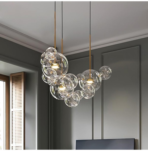 Modern Glass LED Pendant Light Living Room Decoration Bubble Glass Chandelier for Dining Room Home Decor Hanging Light