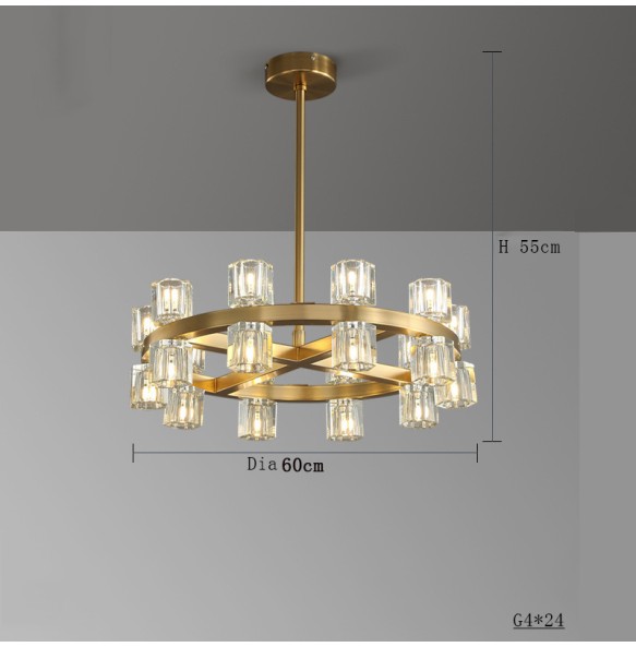 Modern Luxury Copper Crystal Led Pendant Light luminária Home Decor Chandelier Suspension for Foyer Living Room