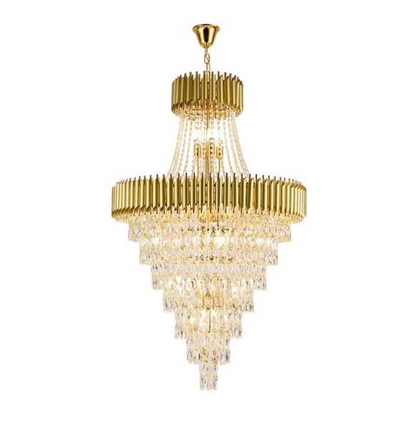 Multi-layer Crystal Round Gold Black Dimmable LED Lustre Pendant Light Stair Lights Luxury Hanging Lamp Home Decor