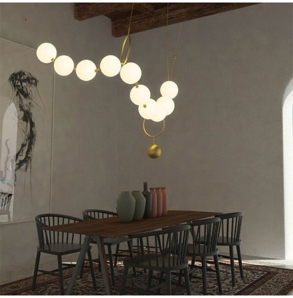 Modern 2024 Ceiling Chandelier Pearl Necklace Shaped Light Fixture Ivory White LED Home Decor Hanging Lamp above Dining Room