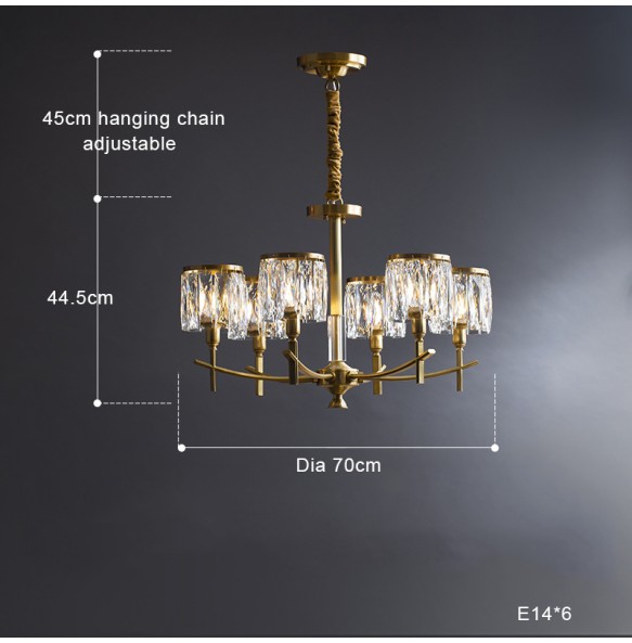 Led Vintage Brass Candle Shape Pendant Lamp New Lustre Home Appliance Crystal Chandelier Dimmable Ceiling Lamparas for Foyer