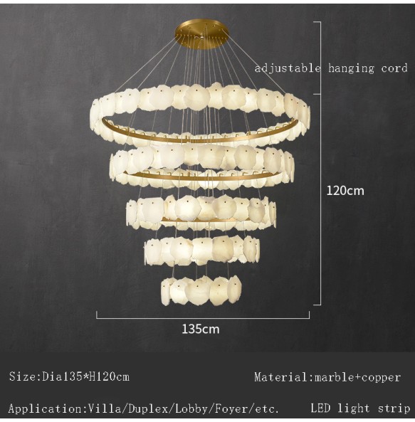 LED White Marble Copper Pendant Light Ivory Modern 2024 Ceiling Chandelier Home Decor Lustre Hanging Lamp for Dining Room