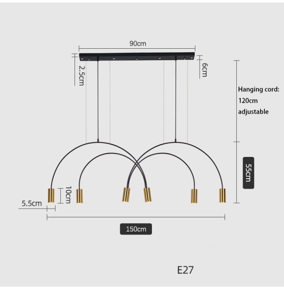 Nordic Style Minimalism Modern Suspension Black Gold Chandelier 2024 Dimmable LED Hanging Lamp Home Decor Appliance Cafe Hotel