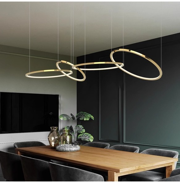 Modern Luxury Stainless Steel Silicone Pendant Lamp Gold Round Lustres Led Home Decoration Dining Table Hanging Lamps 2024