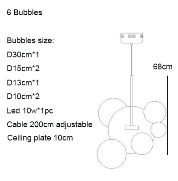 Modern Glass LED Pendant Light Living Room Decoration Bubble Glass Chandelier for Dining Room Home Decor Hanging Light