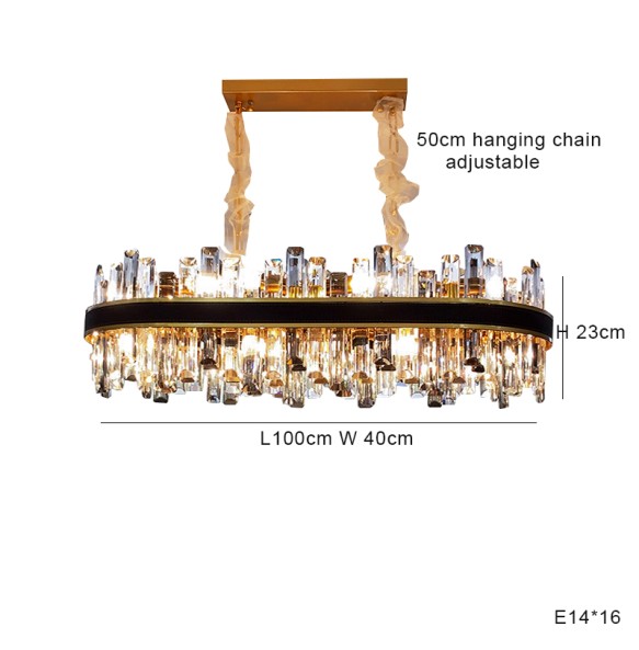 Smoky Grey Chandelier with Crystals Led Luxury Leather Pendant Light Dimmable Home Decor Exquisite Lustre for Living Room